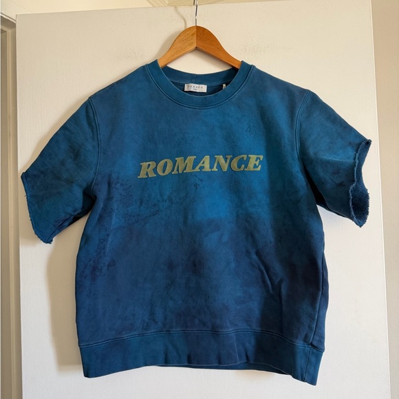 Sandro Tops - Sandro Paris Blue Tie Dye 'Romance' Terry Cloth Short Sleeve Crewneck Top